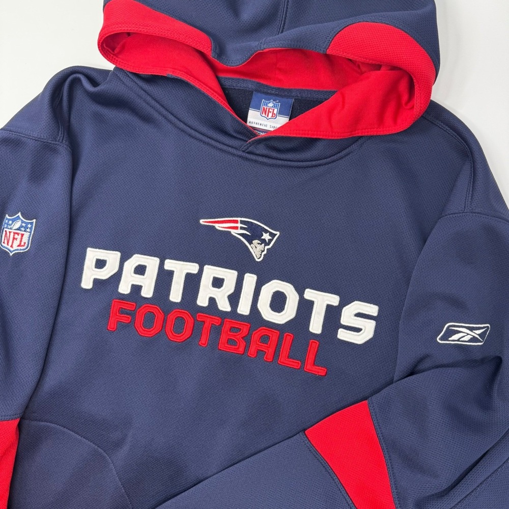 Reebok NFL New England Patriots Authentic Sideline Hoodie Mens Large Navy‎ Blue